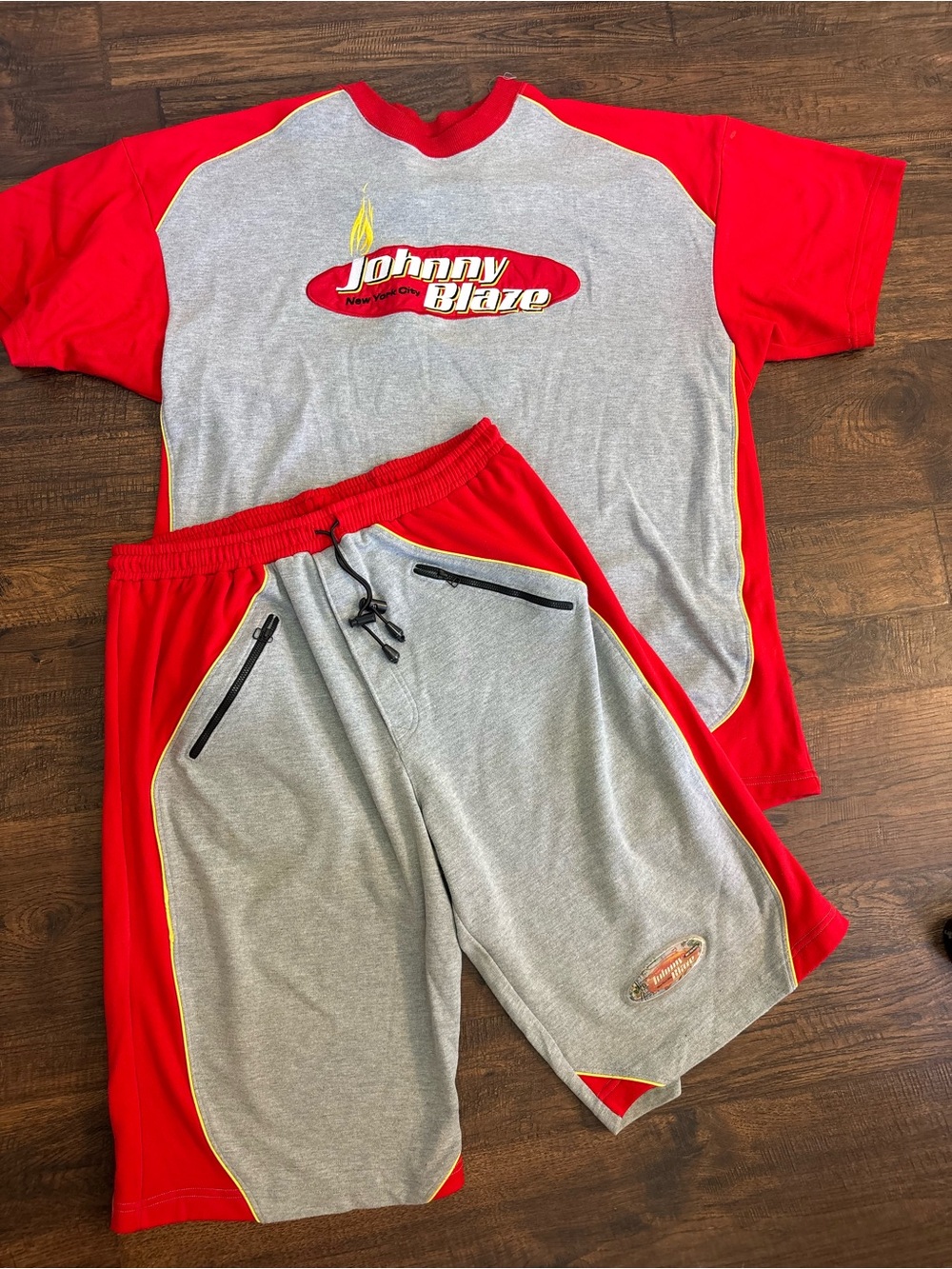 Vintage Johnny Blaze Two-Piece Gray & Red Set Johnny Blaze Clothing